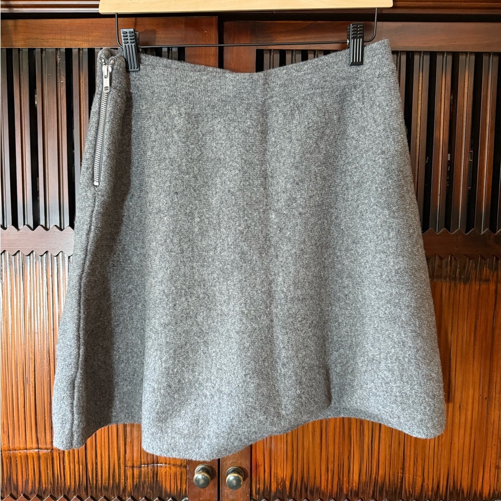 Tahari Gray Wool-Blend A-Line Skirt